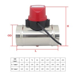 Electric Air Valve 220 V Remote Control Air Flap HVAC Butterfly Valve with Motor Throttle Valve Ventilation Flap Stainless Steel