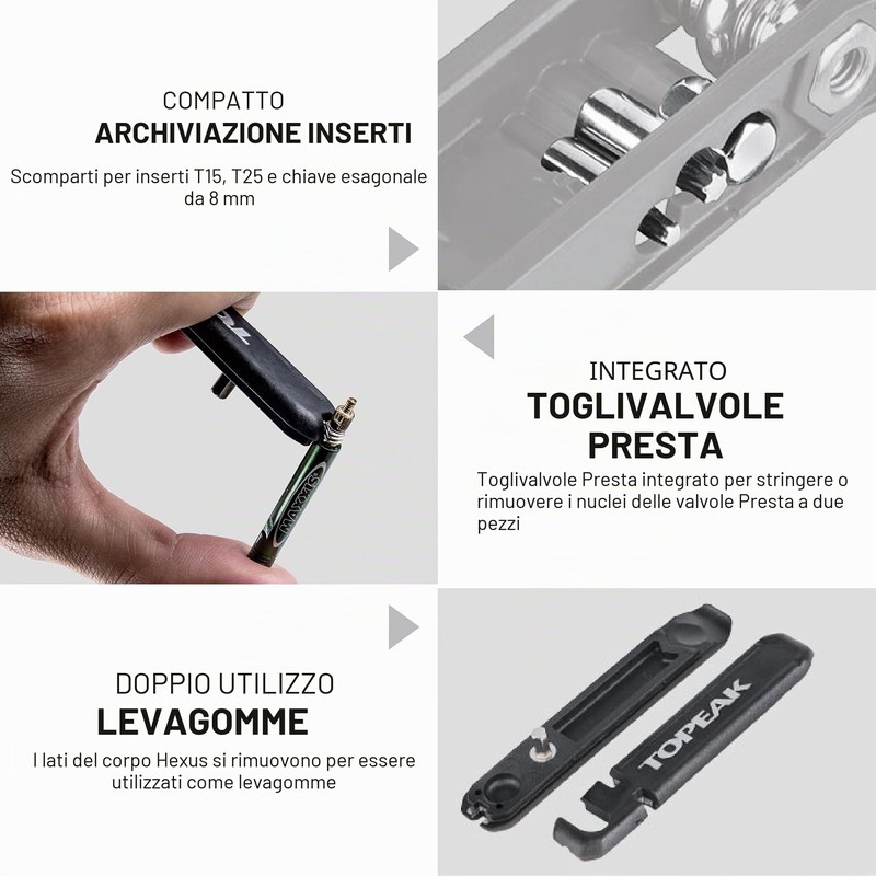 Topeak Hexus X - Utensile multifunzione, nero