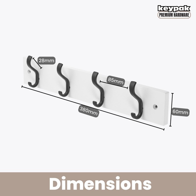 Keypak Minimalistic Wall-Mounted Coat Rack – 4 Hooks on Stylish