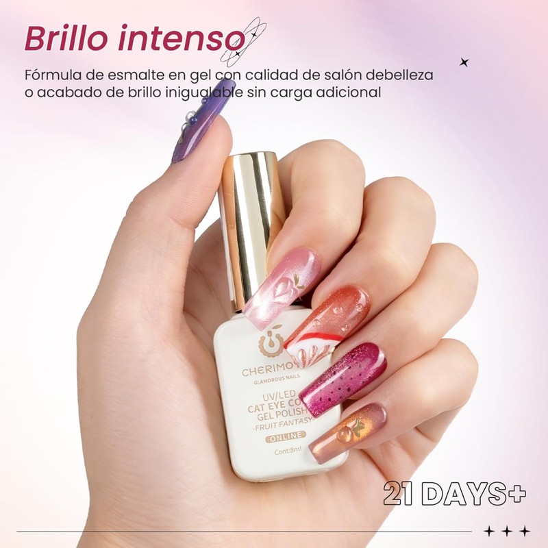 CHERIMOYA Kit de 6 Esmalte Ojo de Gato para Uñas