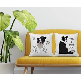 Nogrit Border Collie Throw Pillow Cover 18x18 Set of 2,Border Collie Dog Puppy Decor for Home Bedroom Living Room Girls Room,Border Collie Owners Gifts