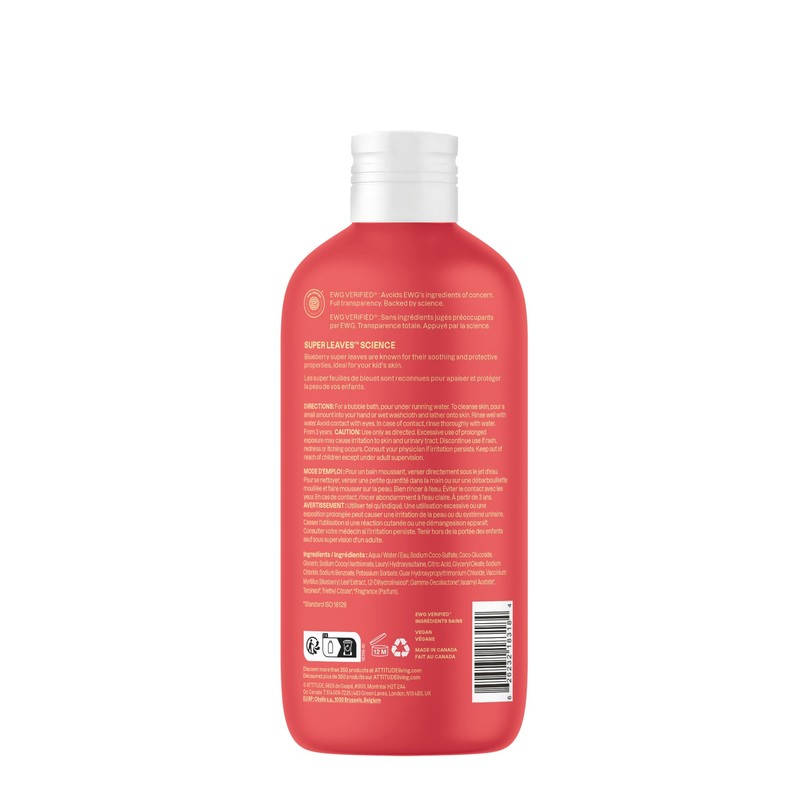 ATTITUDE Bubble Wash for Kids, EWG Verified Bubble Bath, Hair