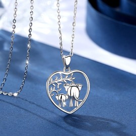AEONSLOVE Elephant Necklace, 925 Sterling Silver Lucky Elephants Family Love Pendant Necklace,18in Jewellery for Mum