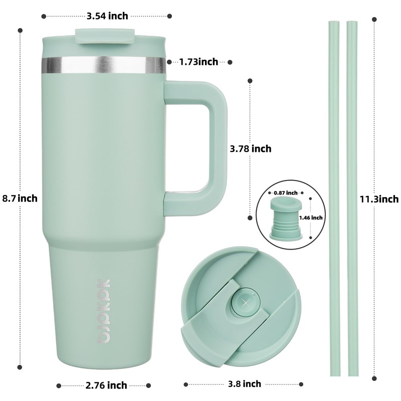 BJPKPK Insulated Tumblers With Handle And Straw 30 oz Stainless