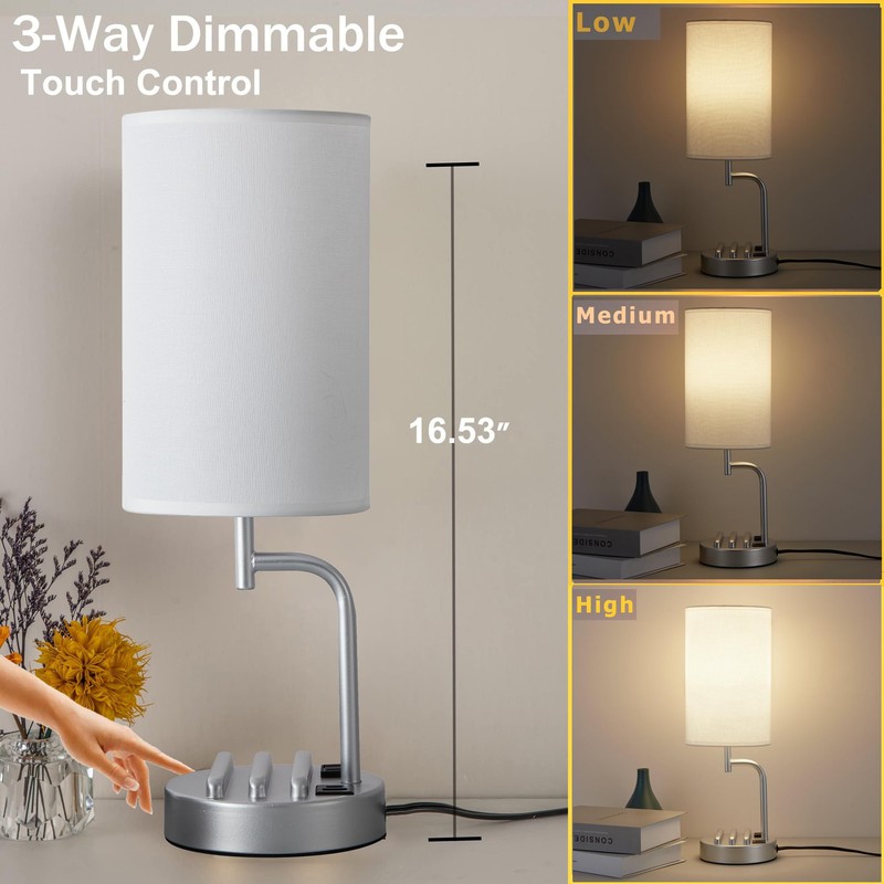 Dreamholder Touch Control USB Table Lamp, Upgraded 3-Way Dimmable Bedside