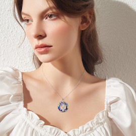 TOUPOP Tree of Life Necklace for Women Sterling Silver Family Tree Pendant Irish Celtic Jewelry Volcano Circle Crystal Valentines Day Birthday Gifts for Mom Wife Her