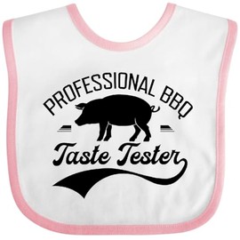 inktastic Professional BBQ Taste Tester Baby Bib White and Pink 44228
