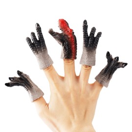 Andux Dinosaur Finger Puppets Toys Realistic Dino Head Finger Toy Soft Rubber Puppet Show Theater Props ZJWO-02 (Tyrannosaurus Rex)