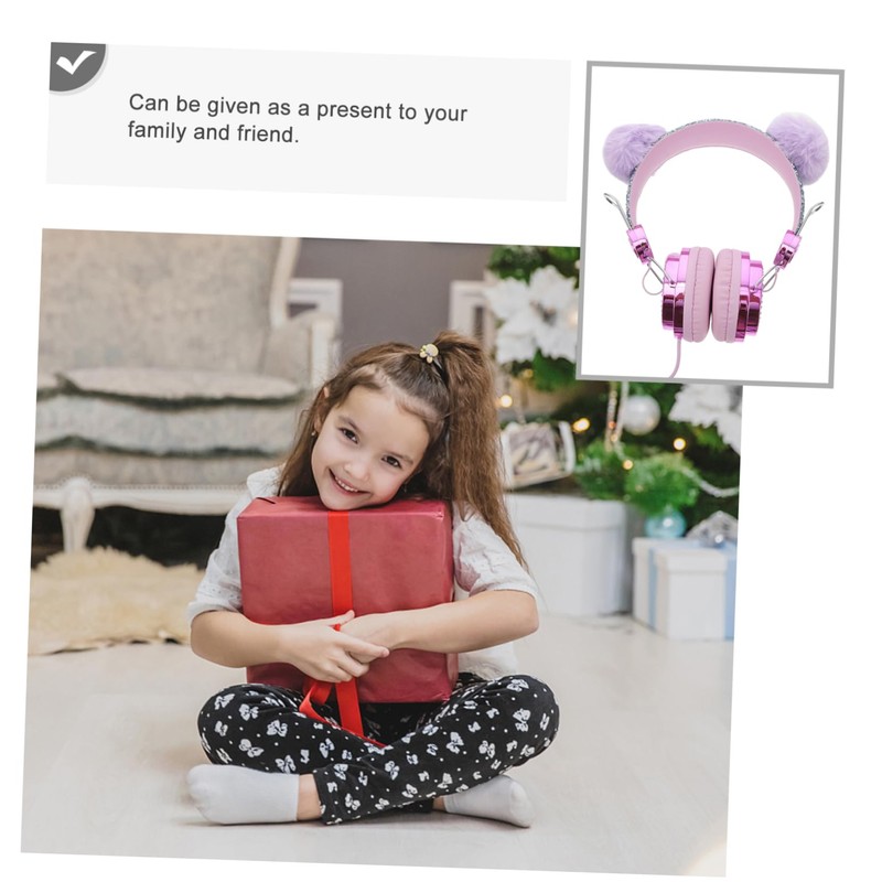 LABRIMP Boy Girl Over Ear Headphone Microphone Furry Cat Ear
