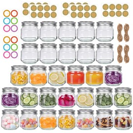 Homerove 8 oz 30 Pack Mason Jars with Lids and Bands, Regular Mouth Glass Canning Jars, Clear Glass Jars for Canning, Honey, Jam, Meal Prep