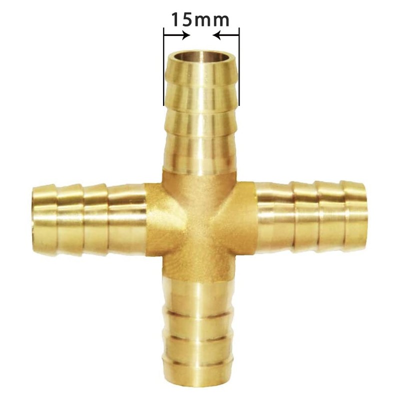 Joywayus 15mm Hose Barb 4 Way Union Fitting Pipe Cross