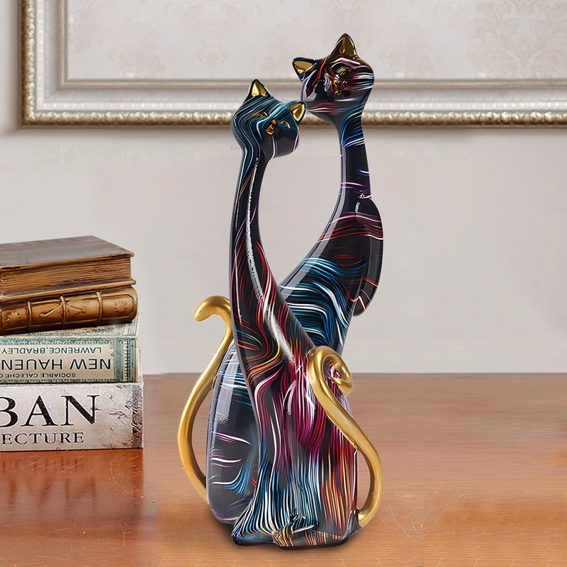 LIKEUDO Unique Resin Cat Statue for Cat Lovers - Perfect