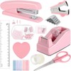 OHAOLYLE Pink Office Supplies Set Desk Accessories Kit Include Stapler,1000pcs