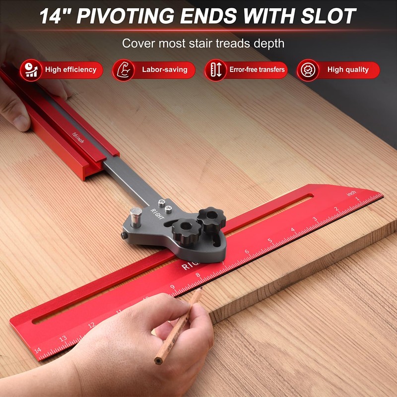 Portable Stair Tread Template Tool, Simple Assembly Stair Measuring Tool,