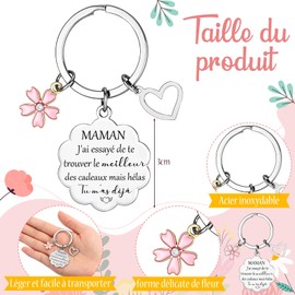 Xuniea 2 Stück Muttertagsgeschenk Set für Mama Reise Makeup Tasche Schlüsselanhänger mit Gravur Thanksgiving Geburtstag Geschenk für Mutter Kosmetiktasche mit Blumenmuster Damen Schlüsselanhänger