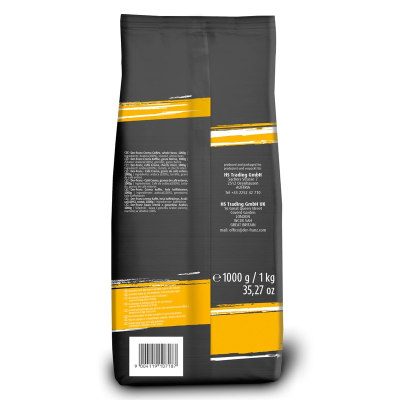 Der-Franz Crema Coffee, whole bean, 1000 g