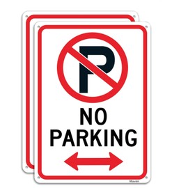 No Parking Signs Outdoor Driveway Metal 25 x 18cm No Parking Signs With Arrow Do Not Park Signs Reflective Aluminum Anti UV Protected Waterproof Durable Easy to Install Use 2 pack
