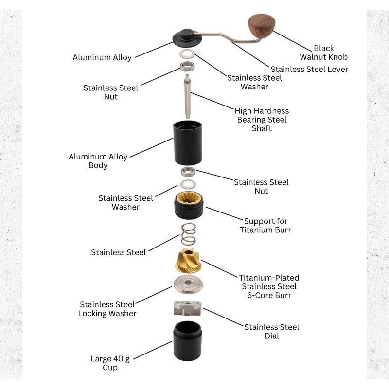 Premium Manual Coffee Grinder with Titanium-Plated Stainless Steel Burr Grinder