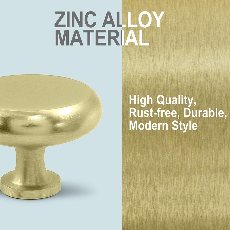 Waziaqoc 10 Pack Brushed Brass Kitchen Cabinet Knobs, Stylish Dresser