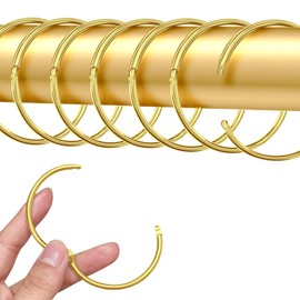 Pack of 40 curtain rings for opening, 50 mm curtain rings, curtain rings, round rings, curtain clips, shower curtain, metal clips for curtains and curtain rods (gold)