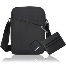 INBOLM Mens Cross Body Bag Shoulder Bags for Men Small Messenger Crossbody Man Bag Men's Sling Bags with Zipper Boys Satchel Money Bag A4 Size Concerts Handbags Shoulder Bags with Adjustable Straps