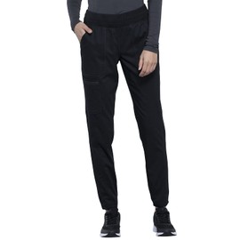 Jogger Scrubs for Women Workwear Revolution, Soft Stretch WW011T, L Tall, Black