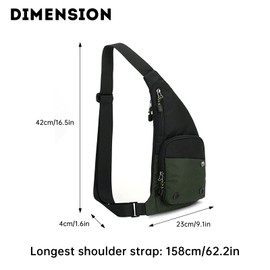Long Keeper Sling Chest Bag - Slim Sling Backpack for Men Women Lightweight Travel Shoulder Bag Crossbody Casual Daypack for Running Hiking Sports Outdoor