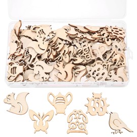 Pack of 110 Wooden Confetti Table Decorations, Wooden Discs with Animal Motifs, Decoration for Christmas, Birthday, Wedding and Other Occasions. Perfect for Crafts and Table Decorations.