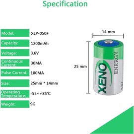 WELLVEUS『5 Pack』XL-050F 1/2 AA 3.6V Lithium Battery for Xeno Energy XL-050F 1/2 AA 3.6V Primary Lithium Battery