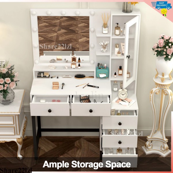Yamissi Makeup Vanity Set with 11 Lighted Mirror & 5