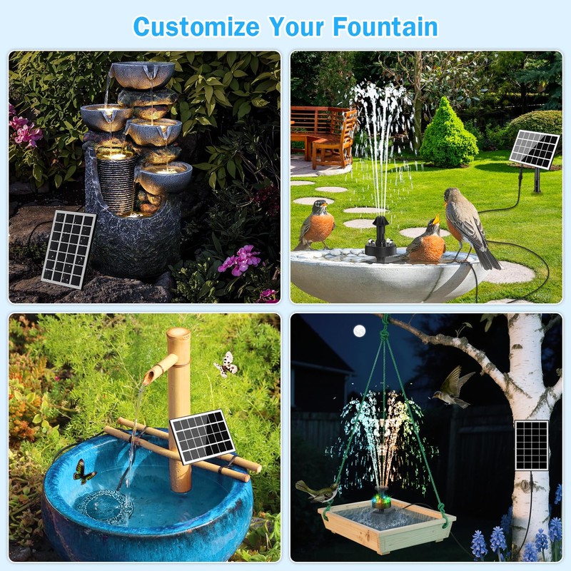 GAIZERL Solar Fountain Pump with Adjust Glass Panel, Upgrade 3.5W