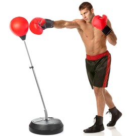 Fitness Reflex Bag, Speed Ball Stand Punching Bag with Gloves, Height Adjustable Reflex Bag for Teens&Adults, Speed Bag Perfect for MMA Training, Stress Relief & Fitness, Ideal for Gifts ﻿ ﻿