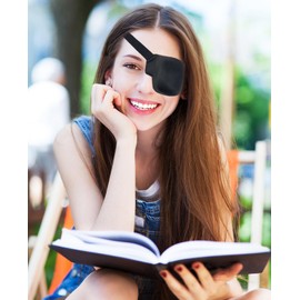 Vandorla Eye Patches for Adults and Kids, 2 Pcs 3D Eye Patch Black Adjustable Medical Eyepatch for Lazy Eye Amblyopia Strabismus and After Surgery (Right Eye)