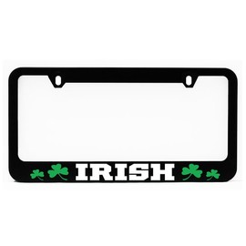 License Plate Frame, Irish Shamrock Ireland Black Plate Holder, Tag Cover, Car Frame, Auto Accessories, Cool Decoration, for USA & Canada License Plate