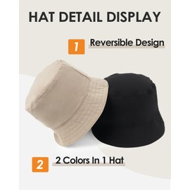 Zylioo X-Large Double-Sided Bucket Sun Hat for Big Heads,Sun Protection Reversible Quick Dry UPF50+ Fishing Hats