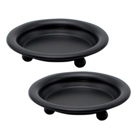 2 Pack Black Decorative Iron Plate Candle Holder 4.33'' Candle Stand Metal Saucer Style Decorative Iron Plate for Pillar/Scented/Flameless/Ball Candles Wax Candles, Incense Cones Spa Weddings (Black)