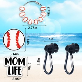 Lestp 5Pcs Baseball Momlife Charms Hook Holder for Bogg Bag Accessories Tote Beach Bag Decoration Charms Hook Set Sports Ball Charm Bits Rubber Beach Bags Accessories Gifts for Sports Mom