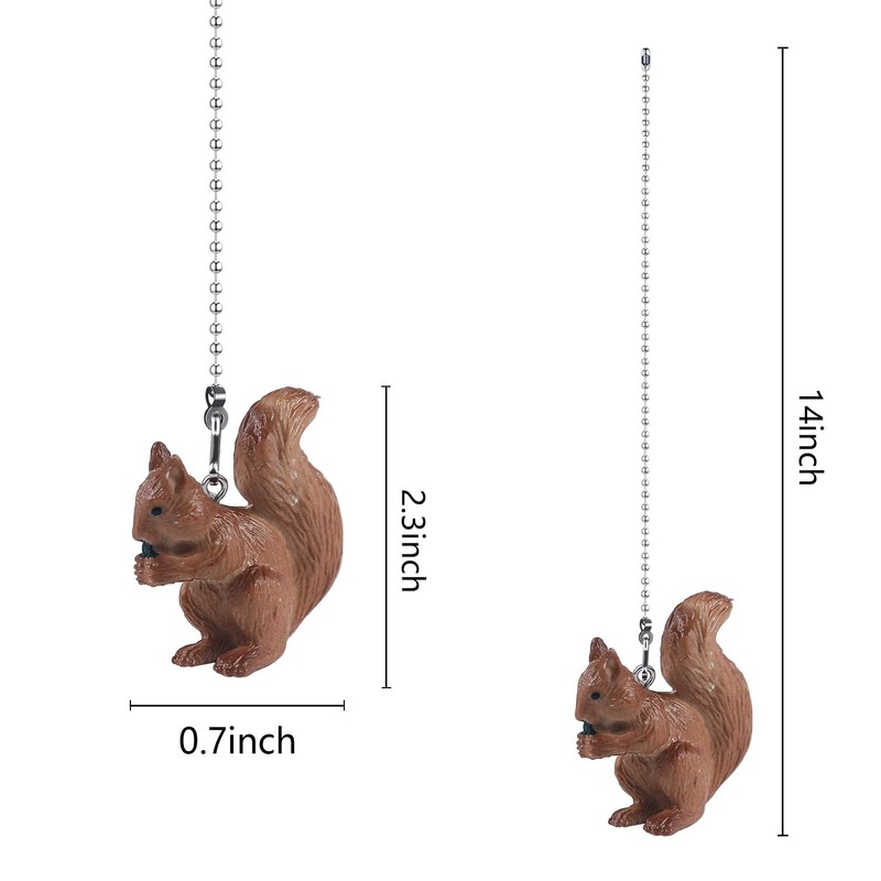 Dotlite Squirrel Ceiling Fan Pull Chain,Cute Realistic Squirrel Animal Fan