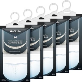 Moisture Absorbers Bag, Hanging Closet Dehumidifier Bags for Car, Bathrooms, Humidity Packs with Activated Charcoal, 9.8OZ, 5 Pack
