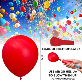 Red Balloons 100 Pack, 12 Inch Red Latex Balloons For Birthdays, Valentine's Day, Weddings, Baby Showers, Holidays