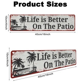 Life is Better on The Patio Sign 4x16 Inch - Weatherproof Metal Porch Decor for Backyard, Deck and Outdoor Gift