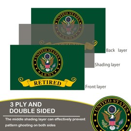 Retired US Army Crest Emblem Flags 3x5 Outdoor Double Sided- Army Force Military Flags Heavy Duty 3 Ply Polyester for Outside Outdoor