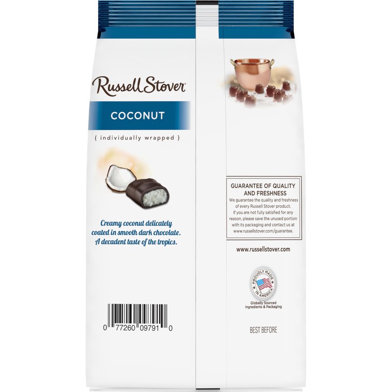 RUSSELL STOVER Dark Chocolate Coconut Candy Gift Bag, 6 oz.
