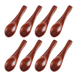 FSSTUD 8 Pcs Small Wooden Seasoning Spoons Tiny Wood Condiment Spoons Mini Tasting Spoons Short Handle Serving Spoons Little Honey Teaspoons for Home Kitchen