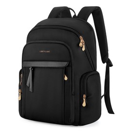 LIGHT FLIGHT Laptop Backpack for Women, 15.6 Inch Work Bag Business Backpack, Water Resistant Travel Bags for College, Black