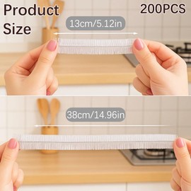 200 Pcs Food Covers Plastic Stretch, Elastic Food Cover for Fresh Keeping, Storage Bags for Leftovers, Fruits, Vegetables, Picnic and BBQ, White Bear Design, Stretches from 13cm to 38cm