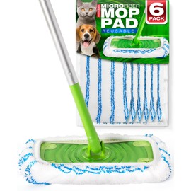 Millifiber Microfiber Reusable Mop Pads Compatible with Swiffer Sweeper (6-Pack) Washable Mop Pads for Wet & Dry Use (Handle is Not Included)