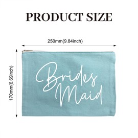 LADY&HOME 6 Pcs Bridesmaid Makeup Bag Wedding Party Cosmetic Bag Bridesmaid Proposal Gifts for Bridal Shower,Wedding,Bachelorette (Turquoise Bridesmaid)