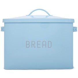 Nat & Jules Extra Large Blue 15 x 10 Metal Farmhouse Bread Box - Holds Two Full Loaves