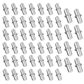 SAVITA 50pcs Shelf Support Pegs, Nickel Plated Support Pins Studs Pegs Shelf Pins for Cabinet Closet Bookcase Wardrobe (5mm)